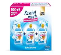 Kuschelweich Detergente completo de viento de verano (XXL: 105 WL) - Detergente líquido para 100 + 5 lavados - Detergente líquido (3 botellas) para ropa blanca
