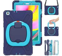 KUSEZJK Funda para Samsung Galaxy Tab A 8.0 T290 T295, Carcasa Samsung Galaxy Tab A 8.0 T290 T295, Funda Protectora Resistente para Niños con Soporte Giratorio & Correa de Hombro (Azul)