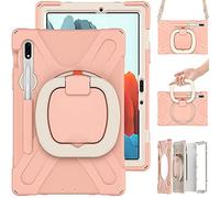 KUSEZJK Funda para Samsung Galaxy Tab S7 11 T870 T875, Carcasa Samsung Galaxy Tab S7 11 T870 T875, Funda Protectora Resistente para Niños con Soporte Giratorio & Correa de Hombro (Oro Rosa)