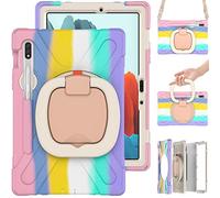 KUSEZJK Funda para Samsung Galaxy Tab S8 11" X700 X706, Carcasa Samsung Galaxy Tab S8 11" X700 X706, Funda Protectora Resistente para Niños con Soporte Giratorio & Correa de Hombro (Colorido Rosa)