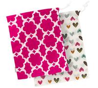 Kushies "On The Go, paquete de 2, bolsa húmeda, grande multicolor Blanco Doodle Corazones/Fucsia Flores Modernas Talla:L