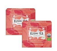 Kusmi Tea - AquaSummer - Mezcla Orgánica de Hibisco y de Fruta - Sabor a Albaricoque - Infusión sin Teína - Disfrutar Caliente o con Hielo - Juego de 2 Cajas de Té - 2 x 20 Bolsitas de Té