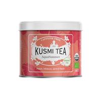 Kusmi Tea - AquaSummer - Té Orgánico - Mezcla de Hibisco y de Fruta con sabor a Melocotón y Albaricoque - Infusión sin Teína - Disfrutar Caliente o con Hielo - Lata de Té de 100g para aprox. 50 tazas