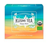 Kusmi Tea - Infusión Happy Mind orgánica - Mezcla de plantas, especias y manzana con sabor a pitahaya y limón - Tisana ecológica sin teína, a granel - Caja de 20 bolsitas