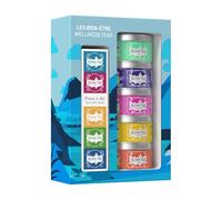 Kusmi Tea - Pack de Regalo con Cesta de Té Orgánico y Colador - Té Verde, Infusiones, Détox - Sabores Icónicos - Hojas Sueltas - 5 Latas de 25 g