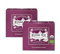 Kusmi Tea - Rooibos Vainilla - Té Rojo Orgánico - Infusión de Rooibos con sabor a vainilla - Tisana sin Teína - Disfrutar Caliente o con Hielo - Juego de 2 Cajas de Té - 2x20 Bolsitas de Té
