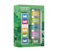 Kusmi Tea - Surtido de Té Verde para Regalo y Colador de Té - Juego de Cesta de Té 100% Orgánico - Pack de Regalo para Mujer o Hombre - Hojas Sueltas de Té - 5 Variedades en Latas de 25 g