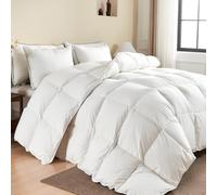 KUSNUG Edredón de Plumón Cama 90, 90% Plumon de Ganso y 10% Plumas, Algodón Egipcio Ultra Silencioso, 4 Estaciones Extra Cálido Edredon, Relleno Nordico Pluma 155x220 cm, Down and Feather Duvet