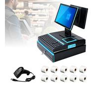 KUSOLE Esta Caja registradora Inteligente Comercial Cuenta con una Pantalla táctil de 15,6 Pulgadas, una Impresora de Recibos integrada de 58 mm, un procesador i5 Blue-Dualscreen