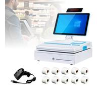 KUSOLE Esta Caja registradora Inteligente Comercial Cuenta con una Pantalla táctil de 15,6 Pulgadas, una Impresora de Recibos integrada de 58 mm, un procesador i5 White-Singlescreen