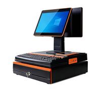 KUSOLE Máquina POS con Pantalla táctil Inteligente de 15,6 Pulgadas, cajón de Efectivo, Impresora de Alta definición de 58 mm, procesador i5, 8 GB de RAM + 128 GB SSD Orange-Dualscreen