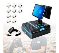 KUSOLE Máquina POS con Pantalla táctil Inteligente de 15,6 Pulgadas, procesador i5 + Memoria DDR3 de 8 GB + SSD de 128 GB Blue-Dualscreen