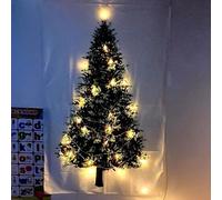 KuSONG Tapiz de árbol de Navidad, decoración de pared de Navidad, tapices de pared de arte para fotografía, manta, decoración de festival con cadena de luces de alambre de cobre (Blanco pequeño)