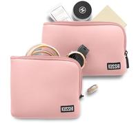 KUSSHI Bolsas de neopreno para bolso y viajes, rosado (Blush Pink), On-the-Go Pouches 2 Pack, Bolsa de maquillaje lavable