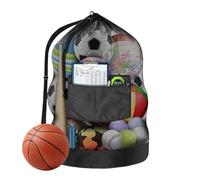 Kustimantu Bolsa de malla para juguetes | Bolsa de malla resistente con cordón y gran capacidad, accesorios deportivos y al aire libre para fútbol, escuela, picnic, parque de voleibol