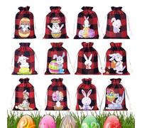 Kustimantu Bolsas de yute de Pascua, pequeñas bolsas de yute para niños, juego de 12, pequeñas bolsas con cordón para joyas, bodas, fiestas, baby shower, bolsas de regalo, rojo, ver descripción