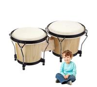 Kustimantu Bongo Drum for Kids, Wood Bongos - Instrumento de percusión educativa | Bongos de 6 pulgadas y 7 pulgadas, instrumentos de percusión educativos para adultos