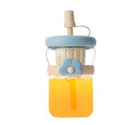 Kustimantu Botellas de vidrio para zumo, vaso de vidrio transparente para bebidas, vaso reutilizable con pajita y tapa, recipiente grande para café, té, leche, y bebidas