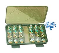 Kustimantu Caja de almacenamiento de tabletas, dispensador de tabletas medicamentosas | Dispensador de almacenamiento de suplementos de viaje,Caso de medicina de aire traducido portátil para uso en el