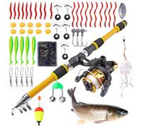 Kustimantu - Caña de pescar para niños (180 cm, equipo pescador, caña telescópica, juego de principiantes, carrete, 180 cm) para viajes Kayak Camping Río al aire libre