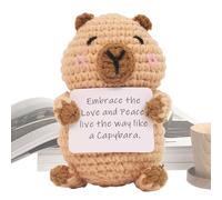 Kustimantu Capybara de Ganchillo | Capybara de Punto - Decoración de Peluche con Tarjeta de Mensaje motivadora para Oficina, hogar, cumpleaños, Fiesta