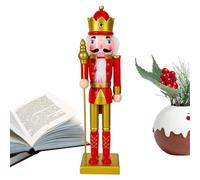 Kustimantu Cascanueces de madera tradicional, juguete soldado cascanueces de madera - decoración de fiesta coleccionable para chimenea, tapa de muebles, mesa, ventana o cocina