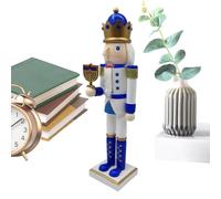 Kustimantu Cascanueces de Navidad, Soldado Cascanueces Hanukka Juguete de Madera, Pieza Maestra Y Azul para Mesa Estantería Chimenea