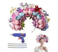 Kustimantu - Diadema de flores para mujer, banda para el cabello floral, flor de la corona del pelo, peluquería de, casco de disfraz, accesorios de fotos para damas graduación evento primavera
