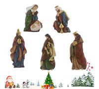 Kustimantu Escena De La Natividad De Navidad - Conjunto De 5 Resina Clásica,Escena Del Nacimiento De Jesús Decoración Interior | Para Ventana De La Iglesia Porche Mesa De Comedor Escuela Adultos