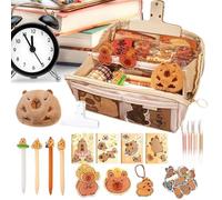 Kustimantu Estuche para lápices, 9 capas, alta capacidad, capibara, caja de lápices para adolescentes, mujeres, niñas, niños, estudiantes, guardería, escuela secundaria, colegio, colegio, organización