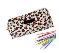 Kustimantu Estuche para lápices estético, Estuche para lápices con Flores | Organizador de Bolsa para bolígrafos con Cremallera - Bolsa de Almacenamiento Organizador de Maquillaje, Bolsa de Aseo,