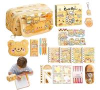 Kustimantu Estuche para lápices, estuche para lápices | Diseño de oso Bolsa de lápices con cremallera | Soporte de maquillaje portátil Suministro de papelería para Adolescente Girl Boy Mujeres Adultos