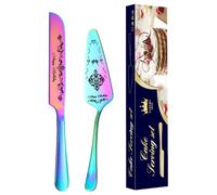 Kustimantu Juego de utensilios para tartas, acero inoxidable, cortador de tartas con grabado vintage de acero inoxidable | Paleta para tartas y tartas bellamente grabada para fiestas de bebé y fiestas