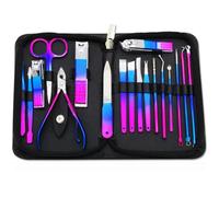 Kustimantu Kit cortaúñas, kit de cortaúñas, 18X kits de pedicura de acero inoxidable | Juego de corte de uñas, herramientas para el cuidado de uñas con estuche, kits de aseo profesionales para