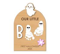 Kustimantu - Kit de huellas de bebé | Panel de arte de huella de pie o mano para Halloween - Oblea de artesanía de recuerdo para padres o habitación bebé regalo nacimiento Navidad Halloween Deco