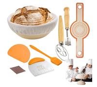 Kustimantu Kits de panadería para adultos, kit de fabricación de pan, juego de pruebas para pan casero, horneado casero para principiantes por profesionales, juego de cesta de fermentación de masa