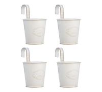 Kustimantu Maceteros para Barandilla,con Agujeros de Drenaje 4 Piezas Soporte metálico Retro - Macetero Mural en Hierro galvanizado,para Interior Exterior Cerca Jardín Hogar Pared Ventana