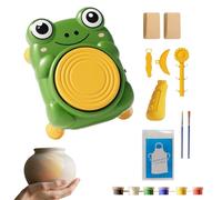 Kustimantu Mini rueda de alfarería - Juego de cerámica de arcilla para niños pequeños, herramienta interactiva para pintar y moldear para principiantes, niños, arte de clase, educación en el hogar