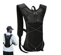 Kustimantu Mochila de hidratación para senderismo, mochila de agua, con rayas reflectantes, correas ajustables, nailon y peso ligero para senderismo, ciclismo, viajes y motocicleta, Negro , A