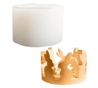 Kustimantu Molde de silicona de conejo, molde de conejo,Molde de candelabro de hormigón - Pascua Candle Habet Molde lindo de silicona Bunny Rabbit House For Concrete Gypsum Resin