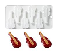 Kustimantu - Molde de silicona para violín de violín de silicona para violín musical de 6 cavidades - Guitarra piano violines silicona pastel decoración bandeja herramientas para hornear