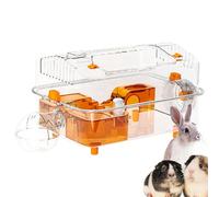Kustimantu Recinto para hámster | Jaula de visión completa con visión transparente | Hábitat activo con alimentador automático y rueda para conejos chinchilla