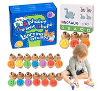 Kustimantu Sello de número de Alfabeto, Sellos de Alfabeto para niños,Estampadores de ortografía de Letras de Madera - Juegos de matemáticas portátiles Juguete Educativo para niños para niños
