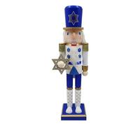 Kustimantu Soldado Cascanueces, Soldado Cascanueces Hanukkah Juguete de Madera, Pieza Maestra Y Azul para Mesa Estantería Chimenea