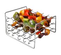 Kustimantu - Soporte de parrilla de aire freider, bandeja cuadrada universal de 3 niveles, accesorio de metal con pinchos y soporte para hornear, para frutas carne, alas de pollo mariscos