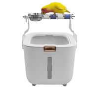 Kustimantu Soporte de Percha de pájaros, Stand de Entrenamiento de Loros,Herramienta de Entrenamiento para IR al baño de pájaros | Estación de molienda de Pata con Taza de alimentación para Loros de