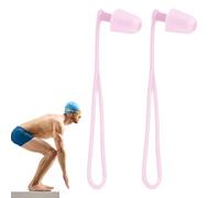Kustimantu Tapones para los oídos de natación - Tapones de natación de silicona para adultos,Tapones de protección auditiva reutilizables impermeables con cordón para ducha, piscina, buceo, surf