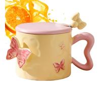 Kustimantu Taza de mariposa, taza de mariposa, taza de té de cerámica bonita taza de primavera, 12 onzas con bebidas de acción para su amiga por hija hijo San Valentín Calcetín de Navidad