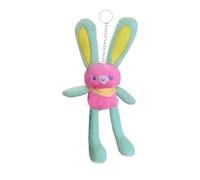Kustimantu Tire el Conejo, rastreo de peluche de conejo, 11 pulgadas, colgante de conejo extensible | Super suave e interactivo, llavero para orejas para pescador de mochila de plumas de llaves de