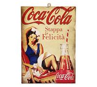 KUSTOM ART Coca Cola - Cuadro de estilo vintage, serie vintage, publicidad Pin-Up Girl, de madera, 25 x 18 cm